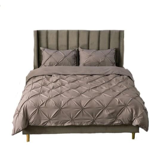 ROMANZO Duvet Cover Bedding Set Solid Bed Covers Pinch Pleat Art Work Single Queen King Size 3 pcs with Pillowcase No Sheet