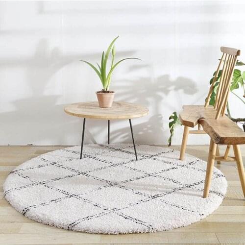 Morocco Black White Geometric Round Carpet For Living Room Soft Thick Plush Carpet Kid Round Bedroom Floor Nordic Rugs Mat Room