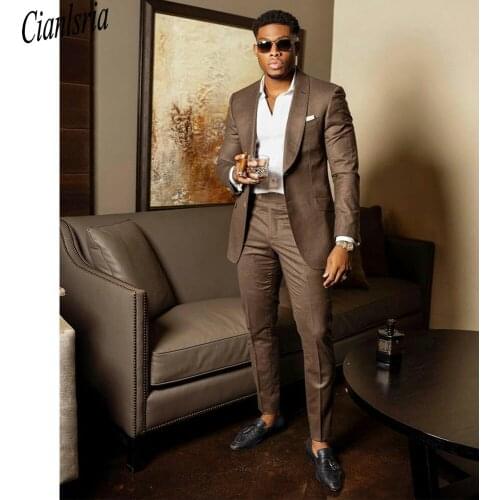 Handsome Men Tuxedo Groom Suits Shawl Lapel Slim Fit One Button High Quality Business Prom Party Blazer Jacket (Jacket+Pants)