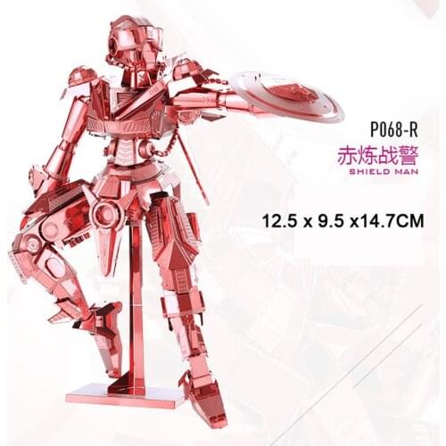 Piececool 3D Metal Puzzle Shield Man warrior model P068-R DIY Laser Cut Puzzles Jigsaw Model For Adult Kids Educational Toys