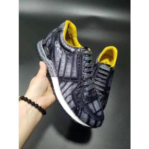 100% Genuine real crocodile skin men shoe matt mixed colors crocodile belly skin men fashion sport leisure shoe