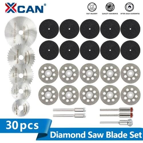 XCAN Diamond Saw Blade Set 30pcs Resin Cut off Wheel HSS Cutting Discs For Dremel Rotary Tool Mini Saw Blade