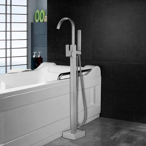 Floor Standing Bathtub Faucet Shower System 304 Stainless Steel Bathroom Faucet Hot and Cold Bath Mixer Shower Brushed Tub Tap