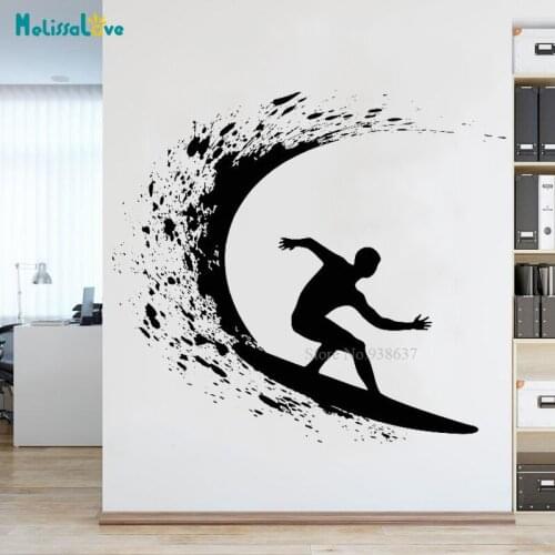 Surfing Surfer Board Wave Ocean Extreme Sports Wall Sticker Vinyl Home Decor Boys Room Teens Bedroom Decals Mural Poster BB232