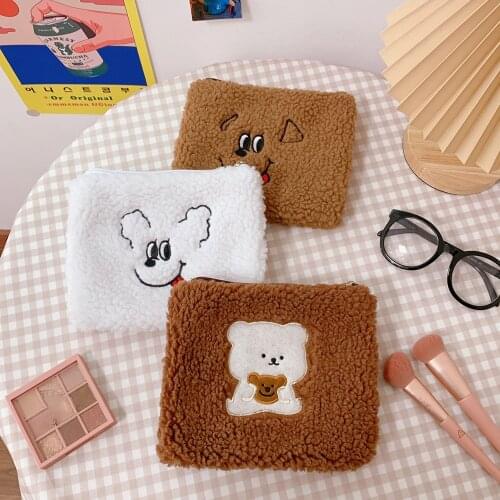 Korean New Bear Cosmetic Bag For Women Cute Dog Makeup Toiletry Pouch Fashion Necessaries Make up Soft Organizer Case Girls