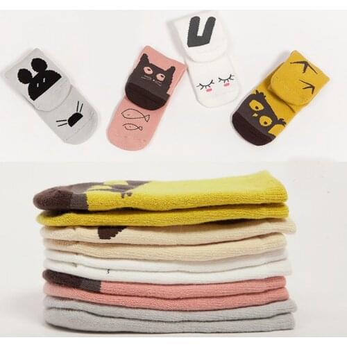 2018 New Autumn Winter Thicken Anti-slip Animal Print Kids Children Baby Short Socks Cartoon Ears Unisex Cotton Socks