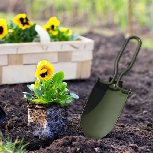 Portable Mini Stainless Steel Garden Shovel Folding Camping Spade Gardening Tool Cloth Package spade for Home Outdoor Hot Sale