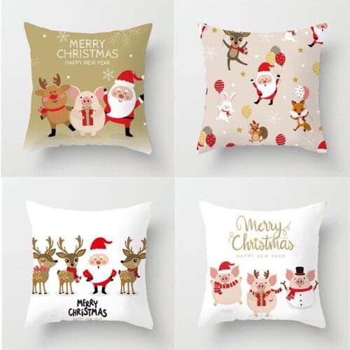 Merry Christmas Cushion Cover Santa Claus Elk Christmas Decoration for Home 2021 Christmas Ornaments Natal Navidad New Year 2022