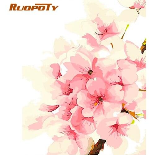 RUOPOTY 60x75cm Diy Painting By Numbers Kits With Frame Flowers Acrylic Wall Art Picture By Numbers For Home Decors