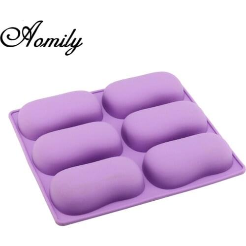 Aomily 6 Ovals Shape Silicone Mold Homemade Soap Mold DIY Chocolate Jelly Pudding Reusable Mould Cake Decorating Tools Bakeware