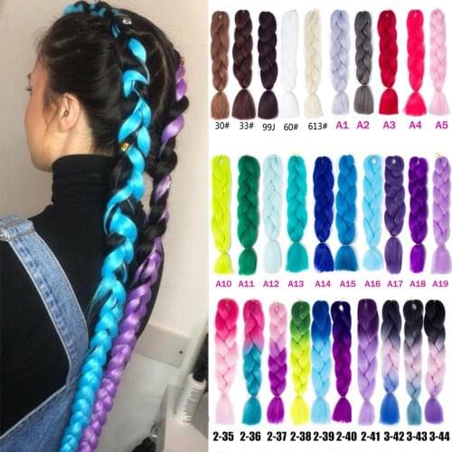 100G 24Inch Single Ombre Color Green Pink Yellow Blonde For Hair Wholesale Synthetic Hair Extension Twist Jumbo Braiding Hair
