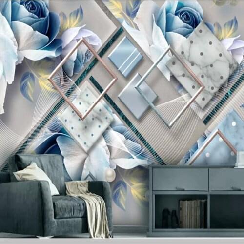 Modern geometric marble European rose 3d wallpaper mural papel de parede,living room tv sofa wall bedroom wall papers home decor