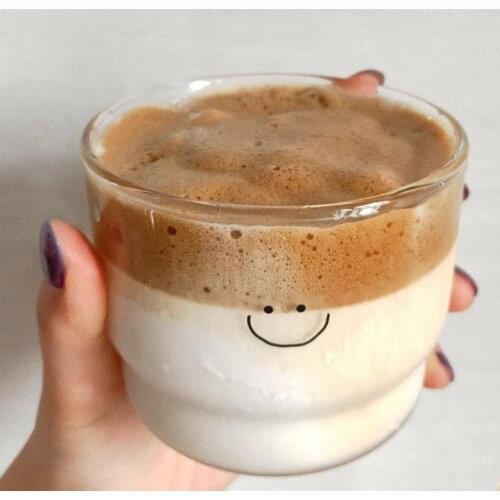 300ml Love/Smiley Wall Glass Cup Milk Coffee Heart Cups Heat Resistant Healthy Drink Mug Tea Mugs Transparent Drinkware