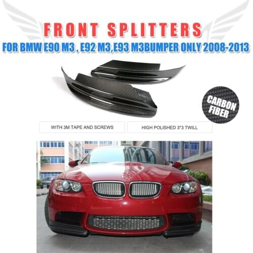Carbon Fiber Front Bumper Side Splitters Chin Aprons For BMW 3 Series E90 E92 E93 M3 Bumper 2008-2013 Car Accessories