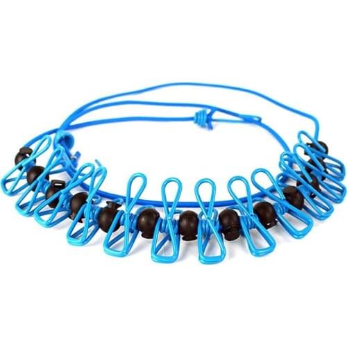 Travel Clothespins Portable Windproof Clothesline Hanger Drying Rack Outdoor Clothes Hanging Rope Line with 12 Clips