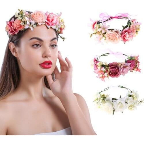 Boho Flower Headband Garland Festival Wedding Bride Crown Hair Band Braided Hair Vine Headpiece Hair Accessories Hair Ornament
