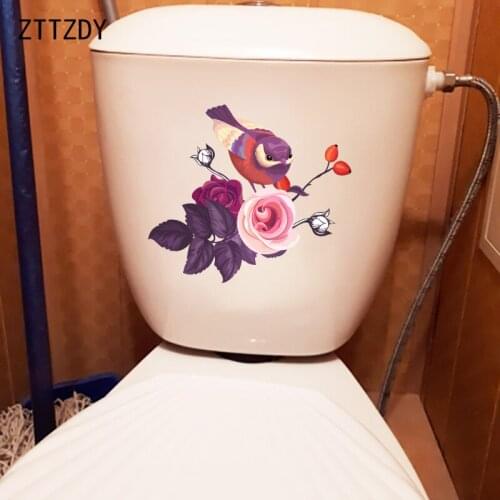 ZTTZDY 24.9CM×22.3CM Wild Rose Classic Bedroom Wall Decor Creative Cartoon Toilet Sticker T2-1039