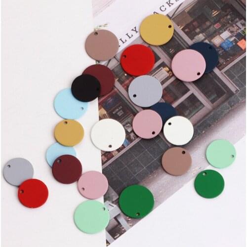 10pcs/lot Spray matt Scrub Color rubber paint Simple alloy Circular piece Pendant Earring Accessories circle Charm Ear Studs tag