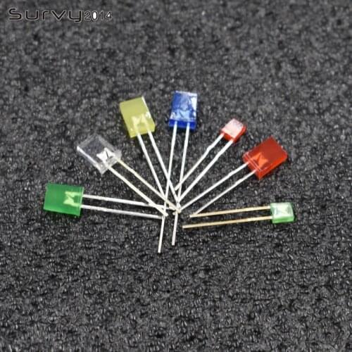 100PCS 2x3x4mm/2x5x7mm Clear/Diffused Rectangle Rectangular Red/Green/Yellow/Blue LED Emitting Diodes Light