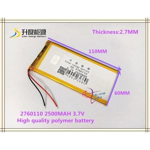 2760110 3.7V 2500mAh 3060110 polymer lithium ion / Li-ion battery for tablet pc mp4 cell phone speaker POWER BANK