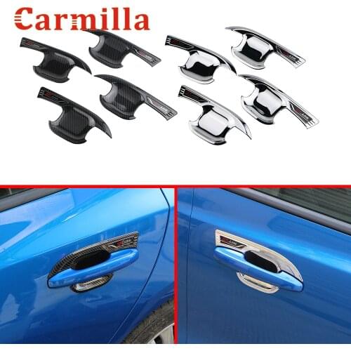 4Pcs/set Car Outside Door Handle Bowl Cover Trim for Ford Focus 2019 2020 Silver Chrome/ Carbon Fiber Accessories