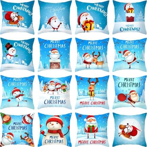 45x45cm Merry Christmas Pillow Case Snowman Elk Pillow Cover Feliz Navidad Xmas Decor For Home 2022 Kids Favor Santa Claus Gifts