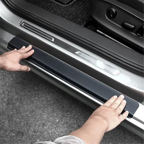 4D Carbon Fiber Anti Scratch Scuff Plate Door Sill Cover Protector 3D Car Stickers Front And Rear Entry Guard Anti-kick Film