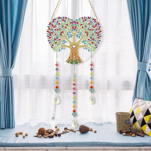 5D Diamond Painting Crystal Prism Windchimes Diamond Painting Kit Window Wind Chime Pendant Decor for Home Mosaic Craft Gift