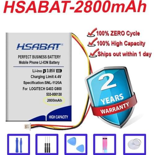 HSABAT 0 Cycle 2200mAh 533-000130 Battery for LOGITECH G403 G900 G703 x100 Wireless Mouse Replacement Accumulator