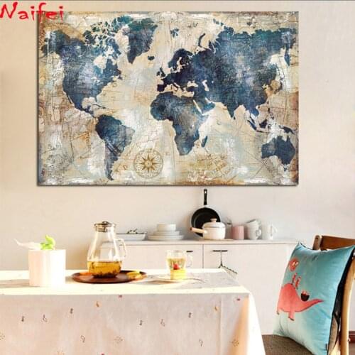 Diamond Embroidery,Wall Decoration Watercolor World Map,5D,diy Diamond Painting Cross Stitch,3d picture,Diamond Mosaic stickers