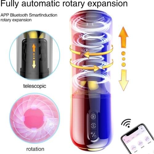 APP Vibrator for Men Automatic Telescopic Rotation Male Masturbator Cup Blowjob Vagina Real Pussy Heating Oral Sex Toys for Men