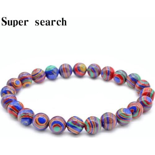 6mm 8mm 10mm Red blue stripe Turquoises Beads Bracelets Classic Elastic Stretch Stone Bracelet Bangle for Women Men Yoga Jewelry