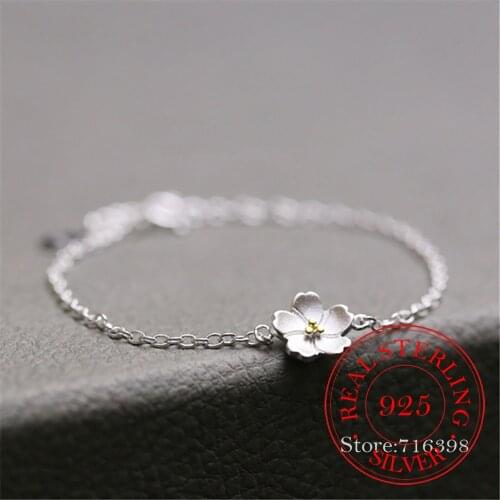 925 Sterling Silver Adjustable Chain Charm Bracelets & Bangle For Women Gift Femme Jewelry