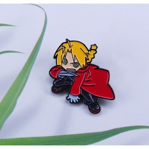 Fullmetal Alchemi Edward Elric Enamel Pin Anime Lapel Pin Jewelry For BackpackJeans Clothes Cosplay Collection Badge