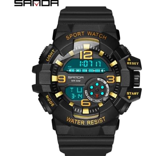 Original SANDA Watch Sports Led Digital Waterproof Wristwatch Mens Digital Luxury Fashion Electronic Watch Gift Watch for Men