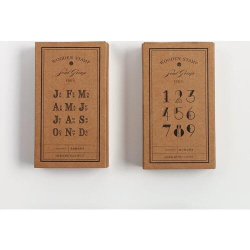 Box Package Numbers and Month Wood Stamp For Stationery DIY Scrapbooking Rubber Card Making Album Decoroation Crafts