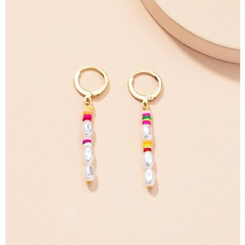 Baroque Style Simulation Pearl Long Drop Earrings Female Colored Clay Wedding Pendant Earrings Fashion Korean Party Jewelry