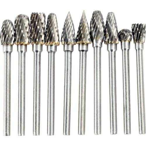 10 pcs Card Grinding Accessories Electric Dremel Tool Kits Tungsten Steel Carbide Milling Cutter for for DIY Engraving Cutting