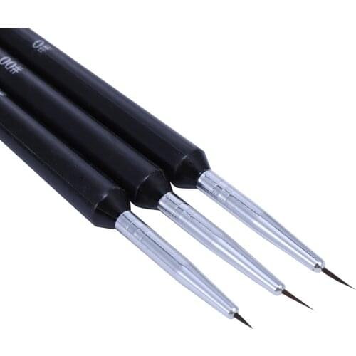 3pcs/Set Nail Brush UV Gel Liner Flower Drawing Painting Pen Kits 3D Manicure Fashion Black Wooden Handle Brushes DIY Tools
