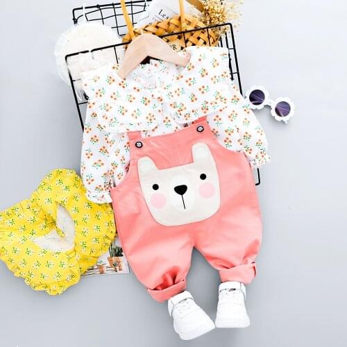 LISUNNY Baby Girls Clothing Sets 2021 Autumn Newborn Infant Casual Clothes Lace Tops Overalls 2 Piece Children Kids Clothing