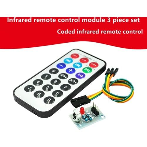 3-piece set, single-chip microcomputer infrared remote control module + receiving head HX1838+NEC coded infrared remote control