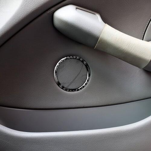 4pcs Real Carbon Fiber Stickers Solid-color Car Door Speakers Horn Ring Trim for BMW 3 Series E46 1998-2005 Models Accessories