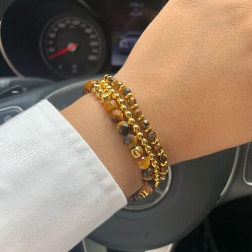 Natural stone tangent plane Tiger eyes Hematite beads handmade bracelet stacks men women bracelets & bangles for men Jewelry