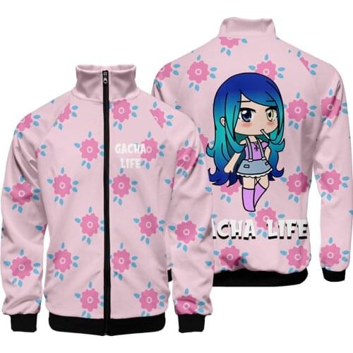 2021 New Gacha life 3D Print Jacket Harajuku Hip Hop Hoodies Casual Stand Collar Zipper Sweatshirt Casual Sportswear Clothes