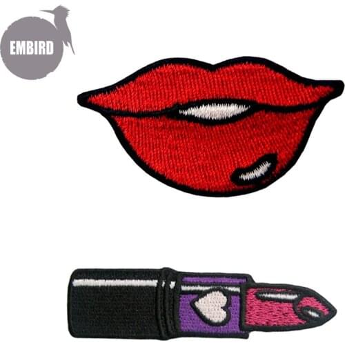 Embird patch Embroidered patches cartoon lipstick and Red lips ceo-friendly 3D patches set for jackets patch