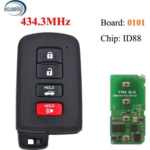 Board 0101 3+1/4 Button FSK434.4MHz Full Intelligent Remote Control Key 8A-ID88 Chip / TOY12 / for Toyota in Malaysia