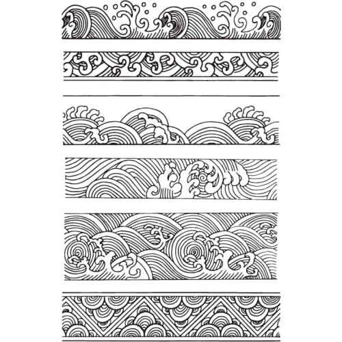 Clear Stamps 6 Wave Pattern Background Border Stamps Scrapbooking Decorative Stamps