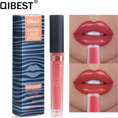 Qibest silky ice cream lip gloss 15 colors waterproof long lasting orange pumpkin batom nude moisturizing liquid lipstick QB037