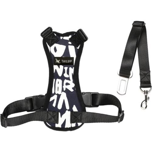 Pet Dog Auto Vest Harness With Car Seat Belt Leash Safety Pet Car Multipurpose Nylon Pet Car Vehicle Safety Harness Adjustable