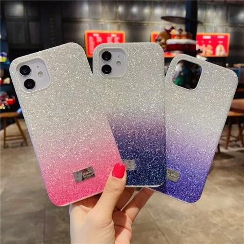 Luxury Shining Glitter Powder Gradient Case For iPhone 12 Pro 11 Pro XR X XS Max 8 7 Plus 12mini Shockproof Crystal Bling Cover